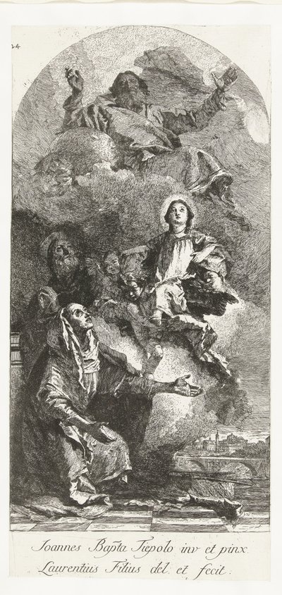 Aziz Joachim ve Anna, Baba ve Bakire Tanrı ile Meryem ve Tanrı Baba ile Aziz Anna ve Joachim by Lorenzo Baldissera Tiepolo