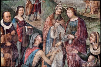Aziz Cecilia malını fakirlere verir, detay (fresk) by Lorenzo Costa