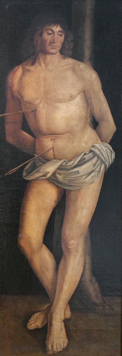 St Sebastian, 1490 sonrası (tuval üzerine temper) by Lorenzo Costa