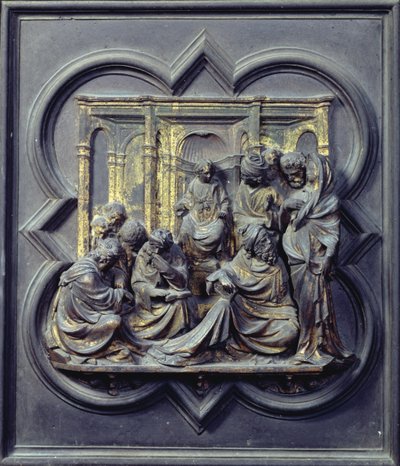 Doktorlar Arasında İsa, San Giovanni Vaftizhanesinin Kuzey Kapılarının dördüncü paneli, 1403-24 (bronz) by Lorenzo Ghiberti