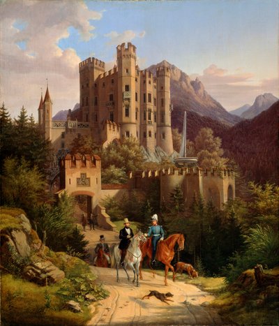 Hohenschwangau'da Veliaht Prens Maximilian'a binerken, 1838-1839. by Lorenzo II Quaglio