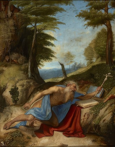 Tövbekar Aziz Jerome. 1513 civarında by Lorenzo Lotto