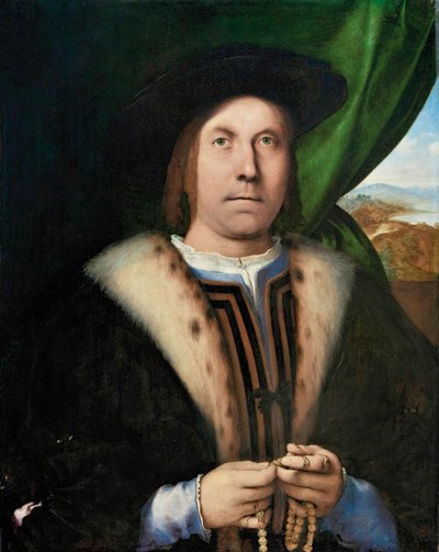 Tesbihli Bir Adamın Portresi, yaklaşık 1515-1520. by Lorenzo Lotto