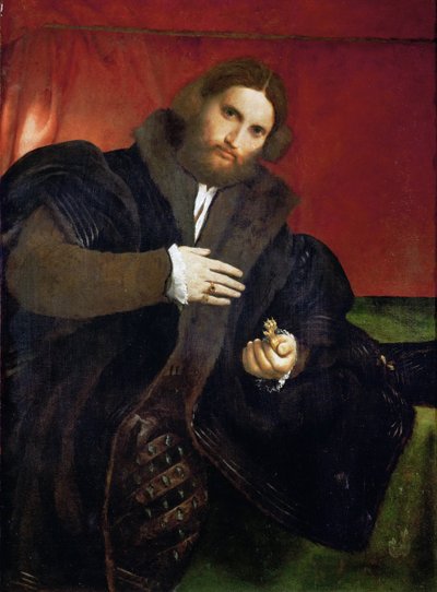 Rönesans: Altın Pençeli Bir Adamın Portresi (Leonino Brembate?) - Altın Hayvan Pençeli Bir Adamın Portresi (Leonino Brembate) Lotto, Lorenzo (1480-1556) by Lorenzo Lotto