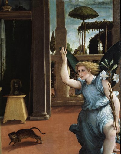 Müjde, Meleğin detayı by Lorenzo Lotto