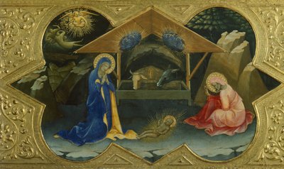 İsa'nın Doğuşu, Lorenzo Monaco'nun (yaklaşık 1370-1425) Bakire'nin Taç Giymesi predellasından sahne, panelde tempera, 32x53 cm by Lorenzo Monaco