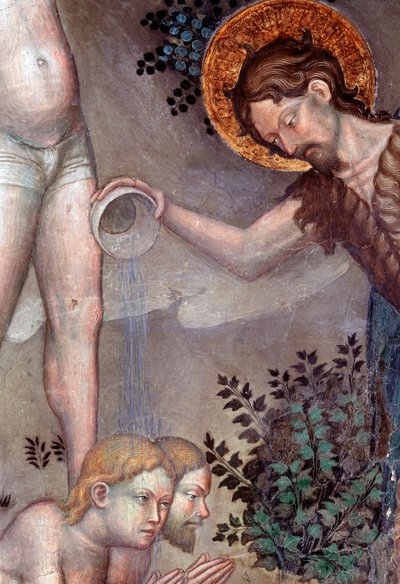 Ürdün nehrinde kalabalığı vaftiz eden Vaftizci Yahya, detay (Fresco by Lorenzo Salimbeni