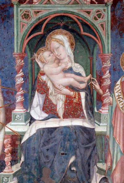 Vaftizci Yahya ve Aziz Sebastian ile İsa ile Bakire, detay (Fresco by Lorenzo Salimbeni