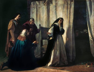 La queen Jeanne Iere dite Jeanne la Folle (Juana la Loca) (1479-1555) Boyama Lorenzo VALLES (1830-1910) tarafından. Madrid. Prado Müzesi. by Lorenzo Valles