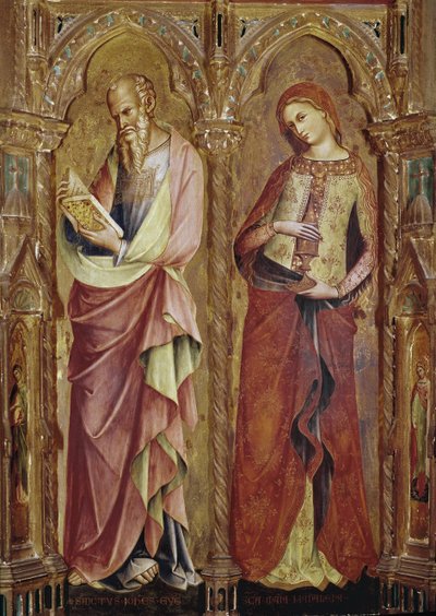 JSaint John the Evangelist ve Saint Mary Magdalene - Müjde poliptiğinin detayı (1357, ahşap üzerine tempera ve altın varak) by Lorenzo Veneziano