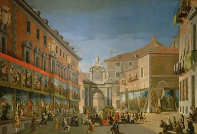 Madrid Ana Caddesi'ndeki Aziz Meryem Zafer Takı (tuval üzerine yağlı boya) by Lorenzo de Quiros