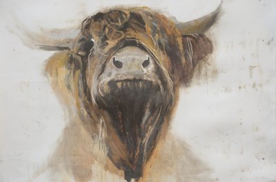 Kutsal İnek,2016,(kağıt üzerine gesso üzerine yağlı boya) by Lou Gibbs