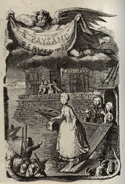 Restif de La Bretonne (1734-1806) Fransız yazar tarafından “Sapık Köylü veya Şehrin Tehlikeleri” için illüstrasyon. 18. yüzyıl Binet tarafından gravür. by Louis (after) Binet