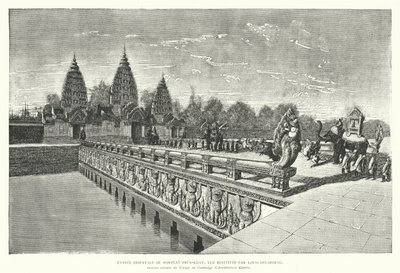 Preah Khan, Angkor, Kamboçya (gravür) Khmer tapınağına doğu girişi by Louis (after) Delaporte