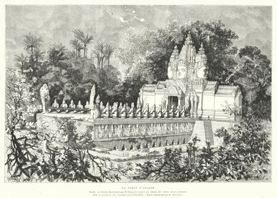Angkor Kapısı, Kamboçya (gravür) by Louis (after) Delaporte