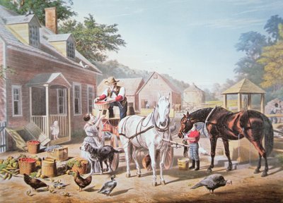 American Scenes: Preparing for Market, N. Currier tarafından yayınlandı by Louis (after) Maurer