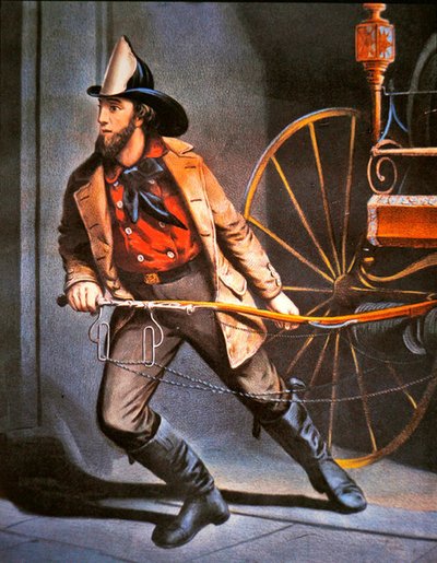 Amerikan İtfaiyeci: Her Zaman Hazır, Currier & Ives tarafından yayınlandı by Louis (after) Maurer