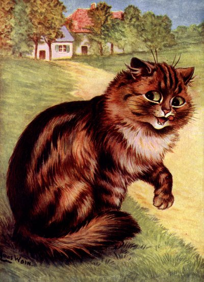 Kedi (renkli taş) by Louis (after) Wain