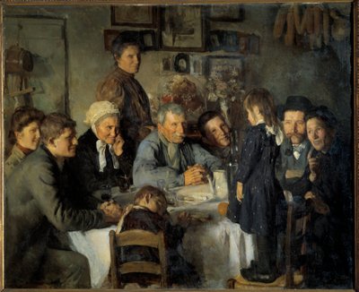 Köylülerin Altın Düğün Aile yemeği. Louis Adolphe Dechenaud