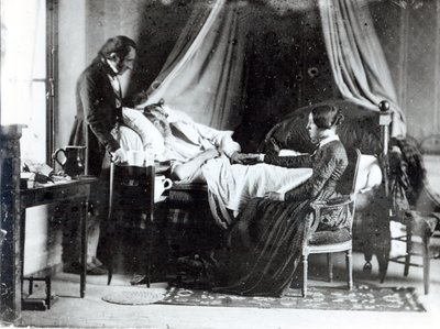 Doktorun Hastayı Ziyareti, 1840-50 dolayları (bw fotoğraf) by Louis Adolphe Humbert de Mollard