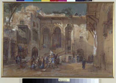 Kahire, Mısır'da canlı bir meydan by Louis Amable Crapelet