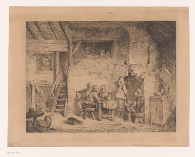 Bir barda on altıncı yüzyıl elbiseli şirket Le recit au kabare by Louis Antoine Carolus
