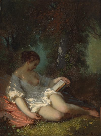 Park alanında kitap okumak by Louis Antoine Estachon