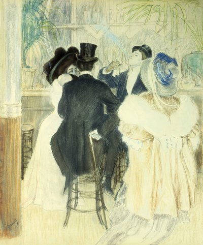 Bir kafede rakamlar (kağıt üzerinde pastel) by Louis Auguste Mathieu Legrand