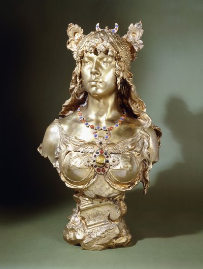 Salammbo (mücevher setli, yaldızlı bronz büst) by Louis Auguste Moreau