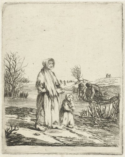Bir hendekte çocukla dilenci by Louis Bernard Coclers