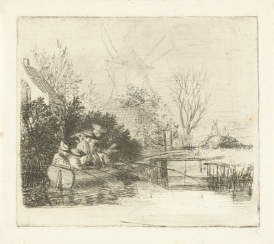 Nehir kenarındaki balıkçılar by Louis Bernard Coclers