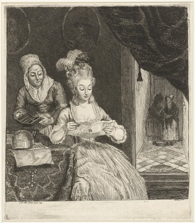 Genç kadın bir mektup okuyor by Louis Bernard Coclers