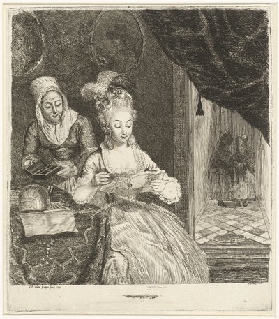 Genç kadın bir mektup okuyor by Louis Bernard Coclers