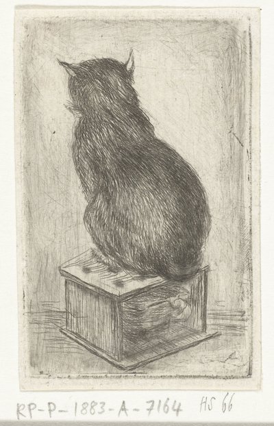 Kedi bir sobanın üzerinde oturuyor by Louis Bernard Coclers
