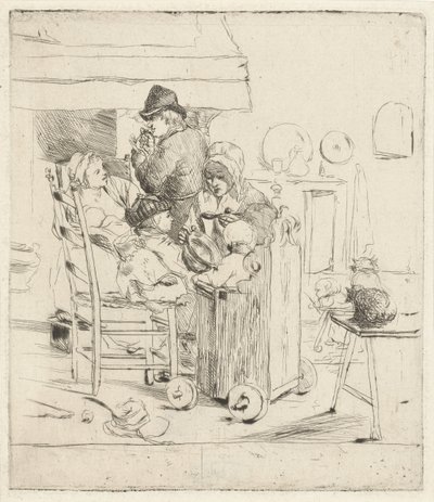 Çocuklarla mutfak sahnesi by Louis Bernard Coclers