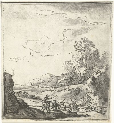 Binici ve çoban ile manzara by Louis Bernard Coclers