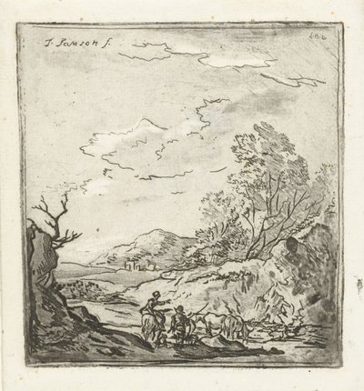 Binici ve çoban ile manzara by Louis Bernard Coclers