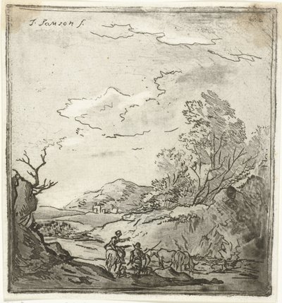 Binici ve çoban ile manzara by Louis Bernard Coclers
