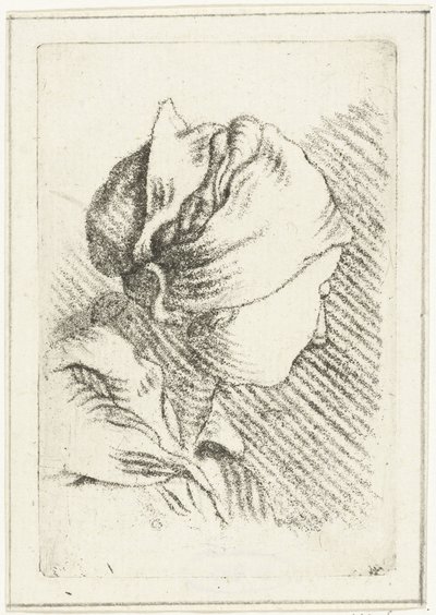 Başörtülü bir kadın kafası ile çalışma sayfası by Louis Bernard Coclers