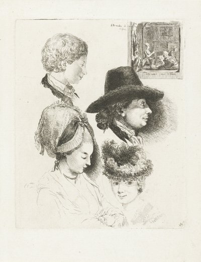 Louis Bernard Coclers ve ailesinin portrelerini içeren çalışma sayfası by Louis Bernard Coclers