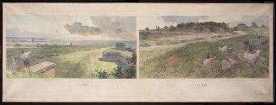 Bagnolet Belediye Binası için eskiz: Bagnolet çevresinin iki görünümü (kuzey ve güney) by Louis Beroud