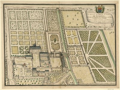 Abbaye de Bourgueil, genel plan by Louis Boudan