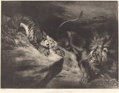 Aslan ve Kaplan by Louis Candide Boulanger after Eugène Delacroix