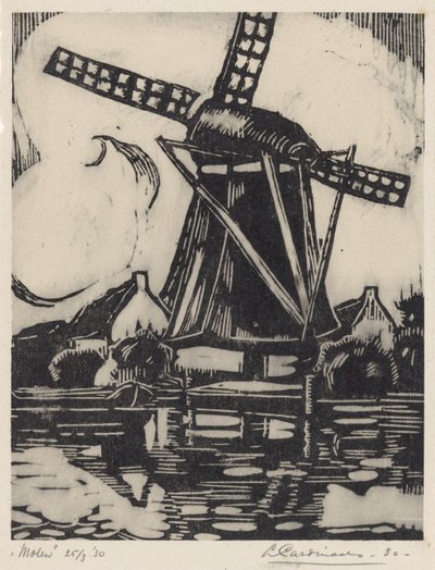 Molen (nesne üzerindeki orijinal başlık) by Louis Cardinaals (signed by artist)