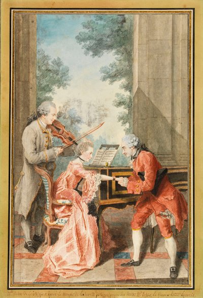 Cenevre'den Bayan Delong, Bay Philippe ve Bay de Texier (suluboya) by Louis Carrogis Carmontelle