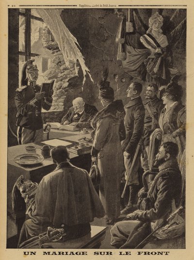 Önde bir evlilik, Hauteville, Arras, Fransa, Birinci Dünya Savaşı by Louis Charles (after) Bombled
