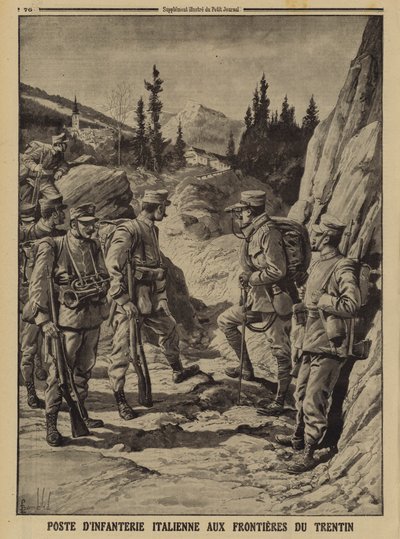 Trentino sınırında İtalyan piyade karakolu, I. by Louis Charles (after) Bombled