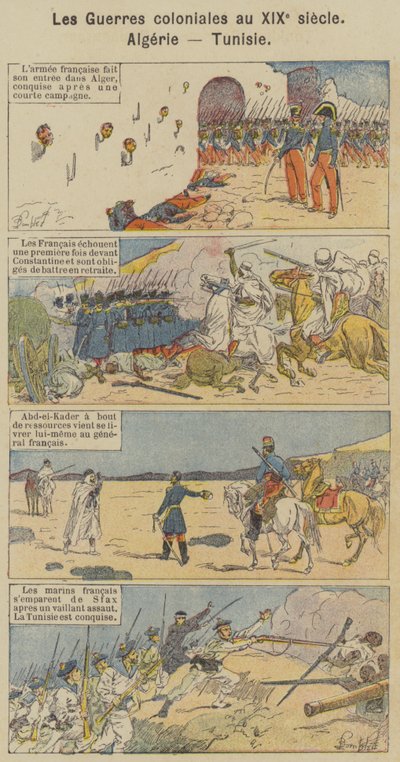 19. yüzyılda Sömürge Savaşları, Cezayir, Tunus (renkli taş) by Louis Charles (after) Bombled