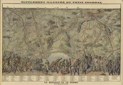 Somme, Fransa, I. Dünya Savaşı savaş alanının panoramik görünümü by Louis Charles (after) Bombled