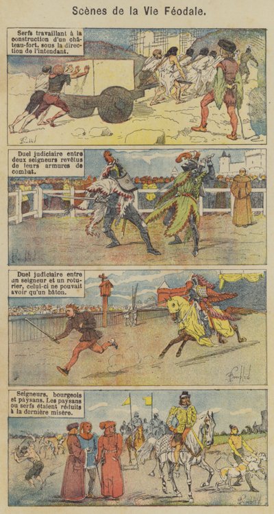 Scenes de la Vie Feodale (renkli taş) by Louis Charles (after) Bombled